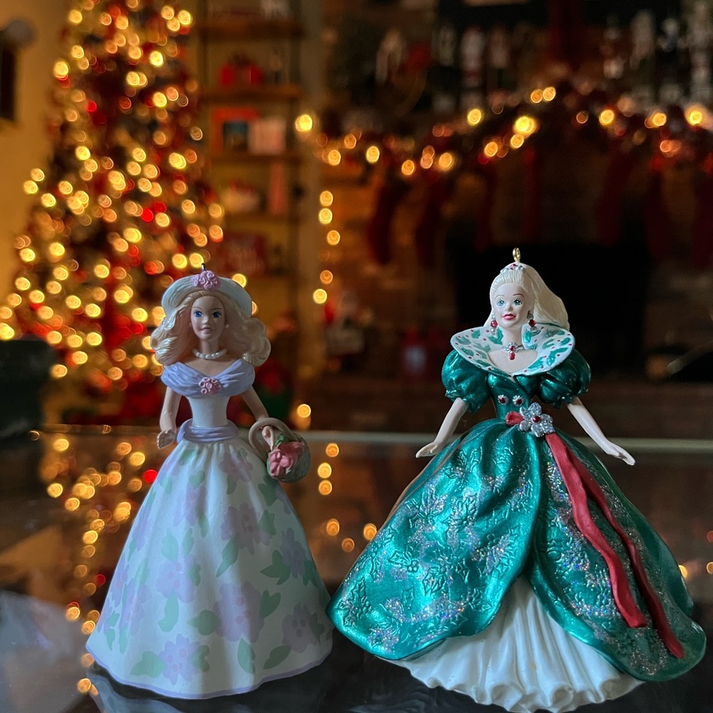 Bundle of 2) Hallmark Holiday Barbie Collector’s Series Keepsake Ornament
